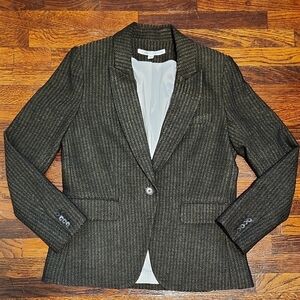Veronica Beard Cutaway Dickey Drovong Blazer In Forest Green and Gold Sizw 10